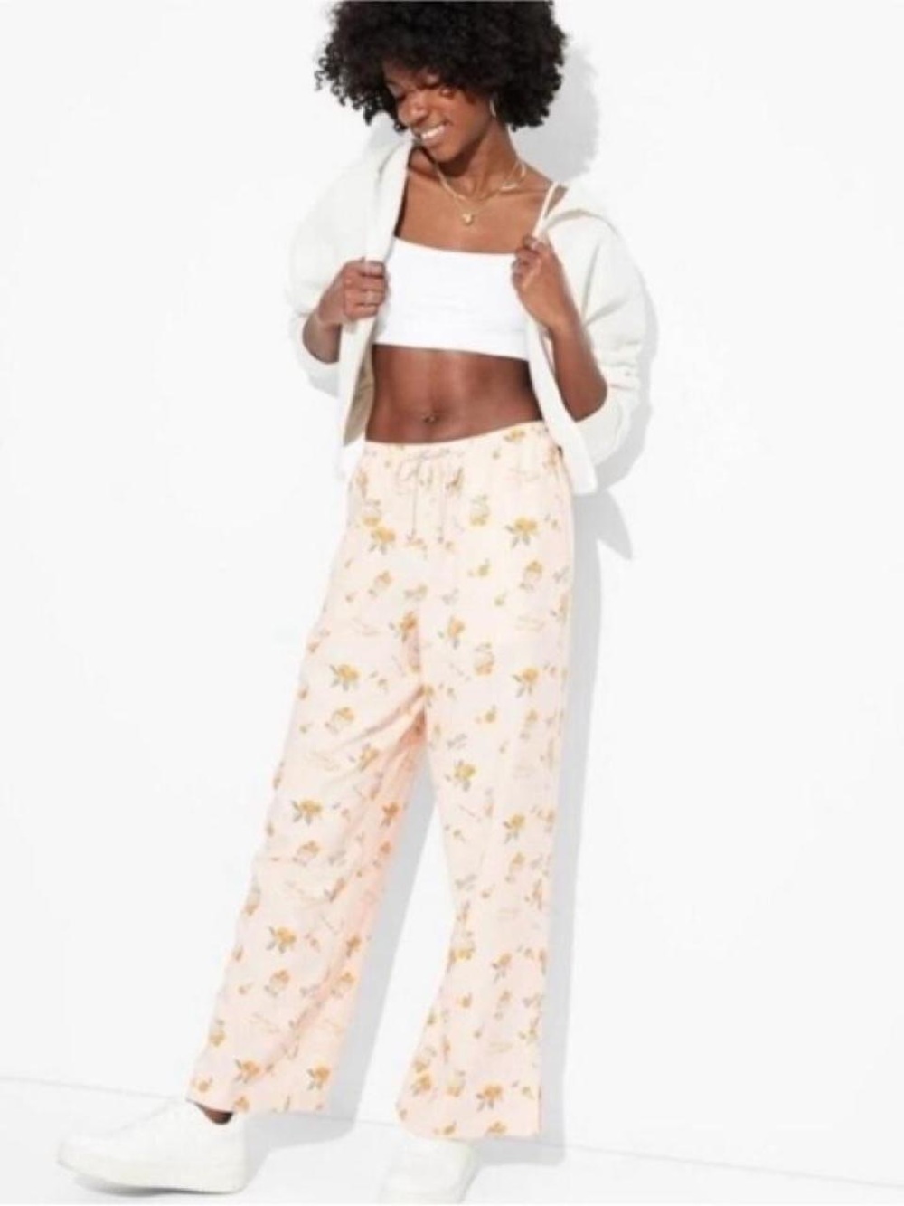 Wild fable linen blend orange print Bella Via wide leg pull on pants‎ pink XXS